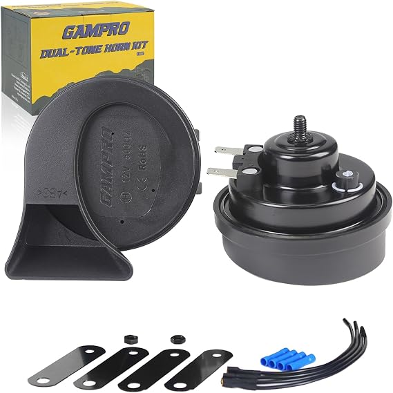 GAMPRO 130DB Super Loud Electric Snail Horn Dual-Tone Waterproof Replacement Universal for Any 12V Vehiclessi (Mini)