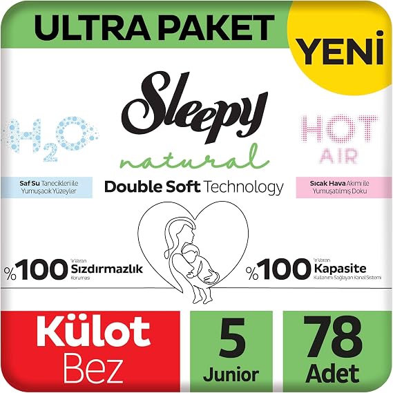 Sleepy Natural Double Soft Ultra Paket Külot Bez 5 Numara Junior 78 Adet