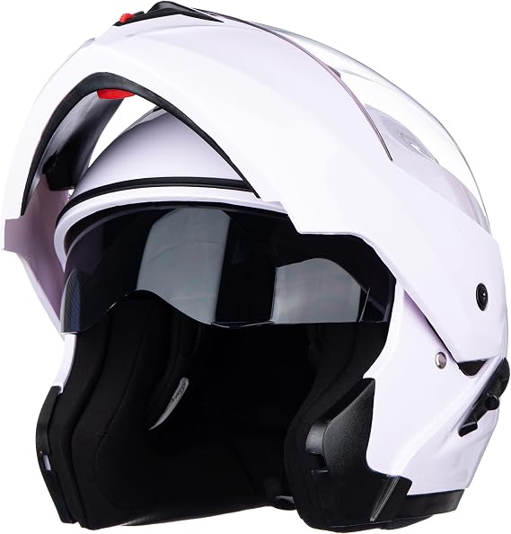Helmet for Motorcycles Full-Face Motorcycle Helmet Portable Full Face Helmet Flip-up Motorcycle Helmet ECE Certification (Light White XXL)