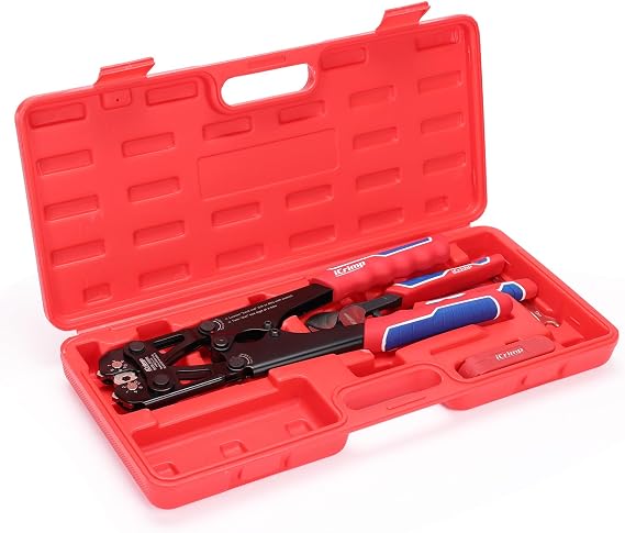 iCrimp IWS-50BN Battery Cable Terminal Crimping Tool Kit for 8, 6, 4, 2, 1, 1/0AWG Battery Cable Lugs, with Battery Cable Cutter and Wire Stripper