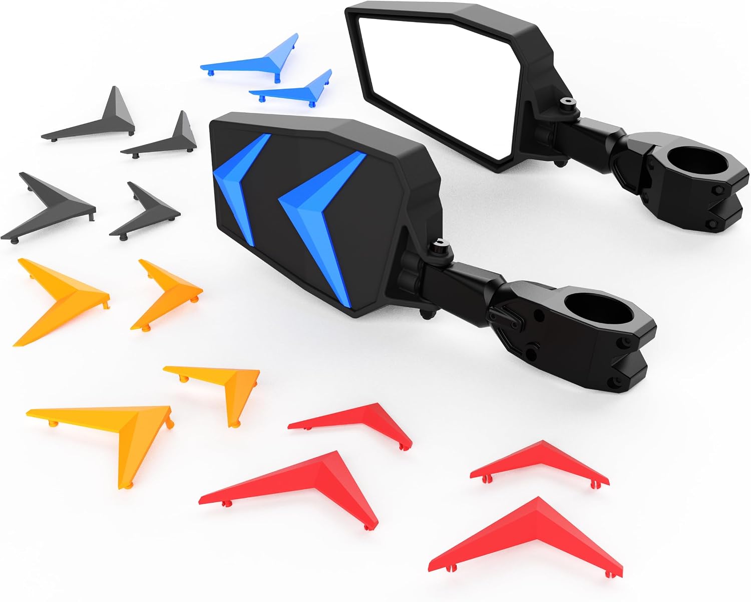 UTV Side View Mirrors 1.7-2 Inch Roll Bar Compatible with Polaris RZR 800 900 1000 XP Turbo Pioneer Rhino Mule Teryx Can Am Rear View Mirror with Black Inserts, Black