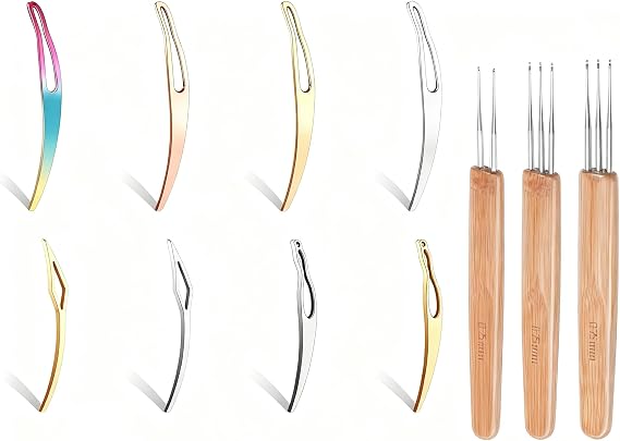Aiyraa 11pcs Dreadlock Crochet Hook & Loc Needle Tool Kit for Hair Braid, Needle Weaving Crochet 0.75mm, Dreadlock Accessories