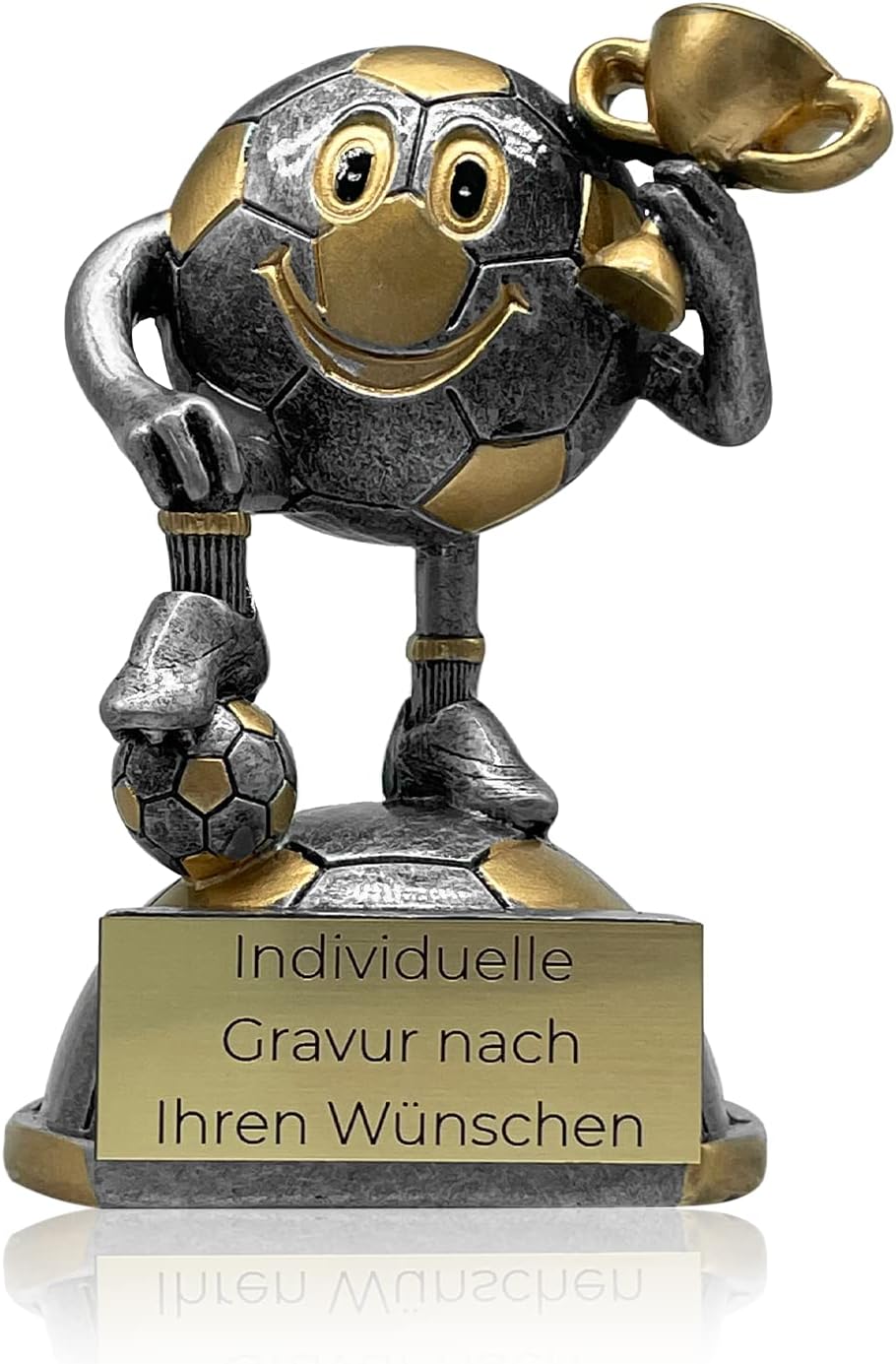 Pokal mit Gravur Wunschtext Fußball Pokal Pokale Kindergeburtstag Pokal Lustig als Geschenk für Kinder Frauen und Männer Wanderpokal für Fußball Fussball Mini Pokal Gold