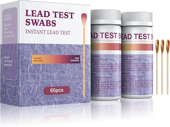 Pawfly 60 Pieces Lead Test Kit for Dishes (Dip in Water to Use) Instant Lead Test Swabs with Results in 30 Seconds Rapid Home Lead Testing Kit for Ceramic Metal Toy Jewellery & Wood