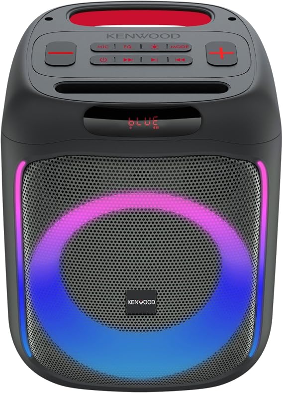 KENWOOD Parti Hoparlörü AS-P200BT - dinamik ışık gösterisi, 10 saat pil ömrü, BLUETOOTH, TWS (Kablosuz Stereo), USB, SD kart, AUX girişi, mikrofon girişi, Siyah