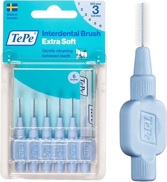 TePe Arayüz Fırçası, Ekstra Yumuşak, Mavi, 0.6mm/ISO 3, 6 adet