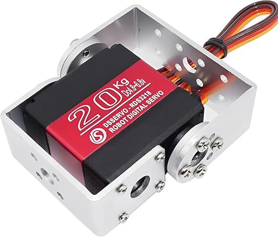 RDS3218 20KG Servo Motor 180 Waterproof Full Metal Gear Steering Digital Servo Metal Bracket Double Bearing with U Mounting Bracket for RC Car Robot DIY 1/8 1/10 (20KG 180)