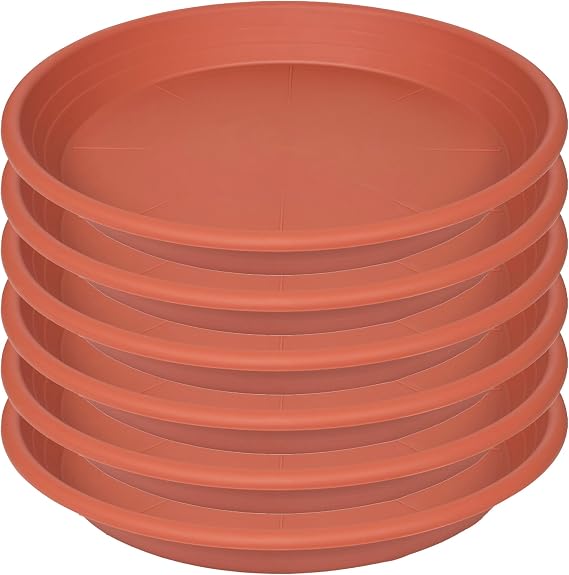 6 Pack of Plant Saucer 4 inch, 5 inch Plastic Plant Drip Trays, Heavy Duty Plant Trays for Indoors no Holes, Plant Water Tray for Planters (Terracotta)