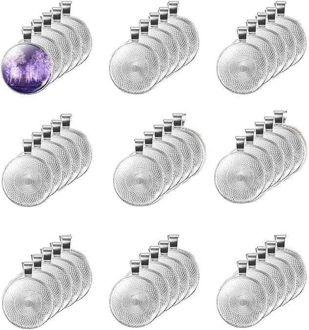 LANBEIDE 80pcs 25mm Pendant Bezels and Glass Cabochons for Jewelry Making