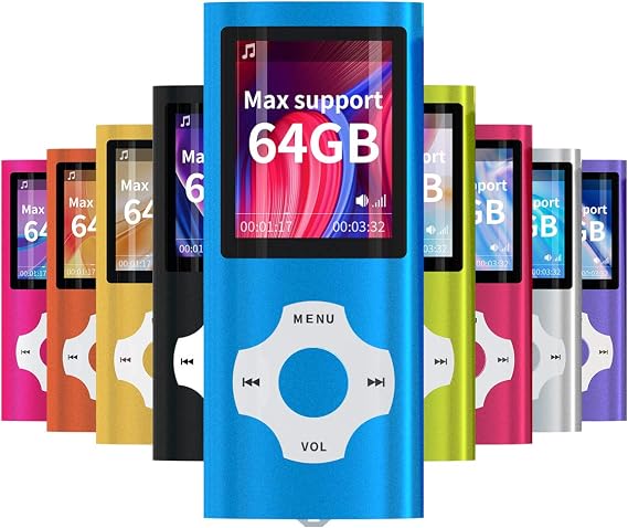 WOWSYS MP3/MP4 Portable Player,1.8 Inch LCD Screen and Card Slot,Max Support 64GB TF Card,Darkblue