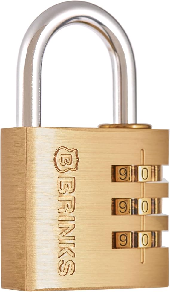 Brinks 40mm Solid Brass Resettable Combination Padlock, Chrome Shackle