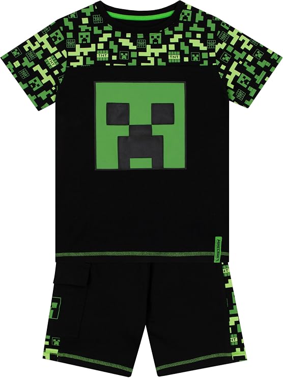 Minecraft Tshirt And Shorts | Creeper Boys Outfit | Gamer Boys T Shirt And Shorts | Gaming Clothes | Ages 5 to 13 Years