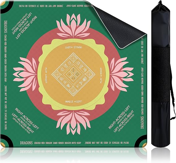 American Mahjong Mat with Rules and Carry Bag, 32.3-Inch, Green