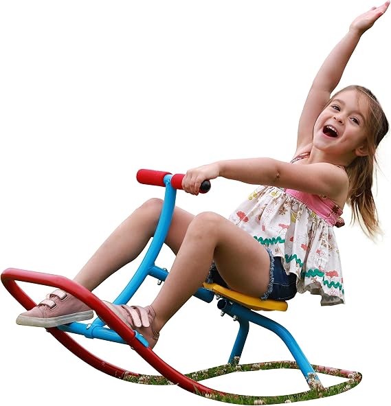 PLATPORTS Kids Indoor Single Rocking Seesaw, Safety-Stable Wide Base Rocker for Ages 3 4 5 6, Supports Balance, Coordination & Motor Skill Development