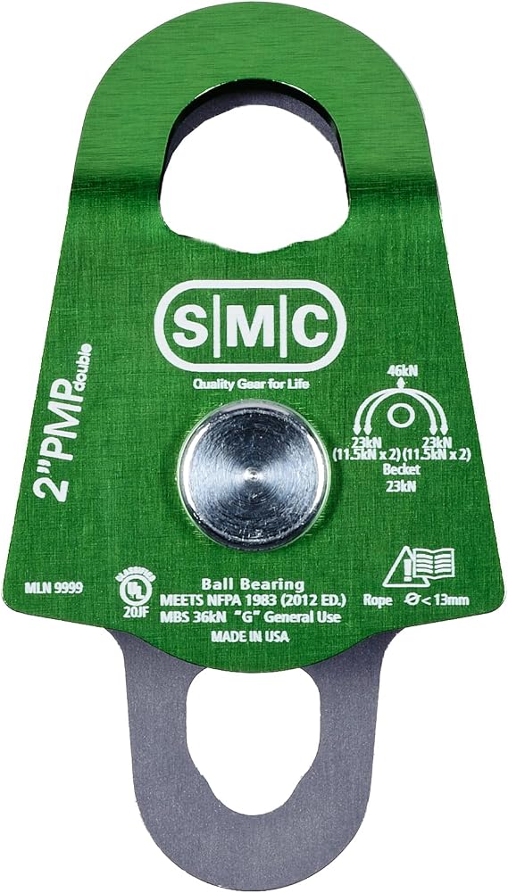 HARKEN SMC Safety and Rescue 2" Double Aluminum Prusik Minding Pulley PMP, Green