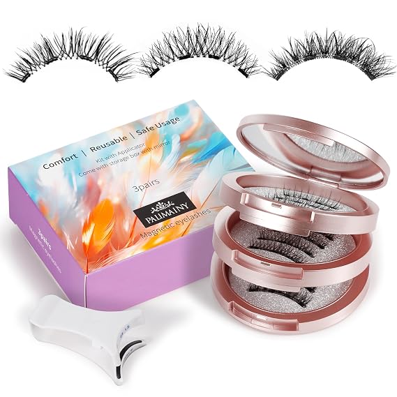 Magnetic eyelashes, magnetic eyelashes with applicator,3styles,natural look,wispy,No glue needed,Reusable,easy to apply