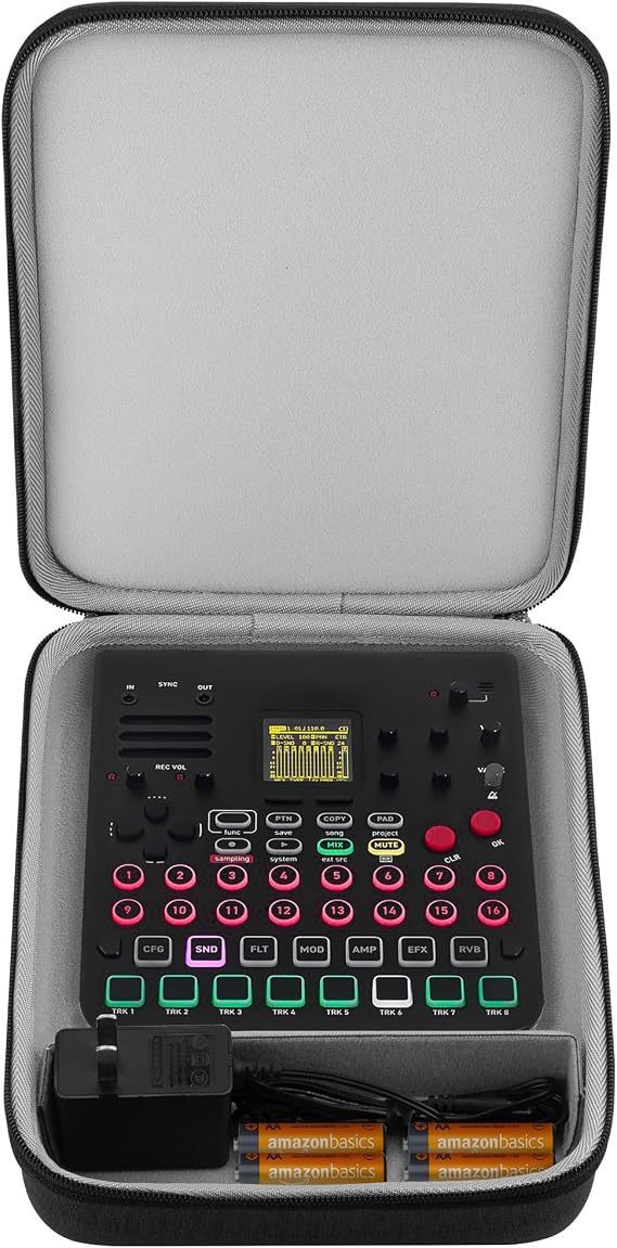 GEEKRIA Audio Interface Carrying Case, Compatible with SONICWARE Lofi-12 XT/Limited Retro Color/CyDrums/SmplTrek, EVA Hard Shell Portable Travel Bag (Dark Gray)