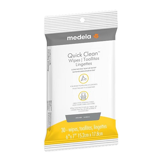 Medela Quick Clean Breast Pump Wipes, Plant-Based, 30 Count