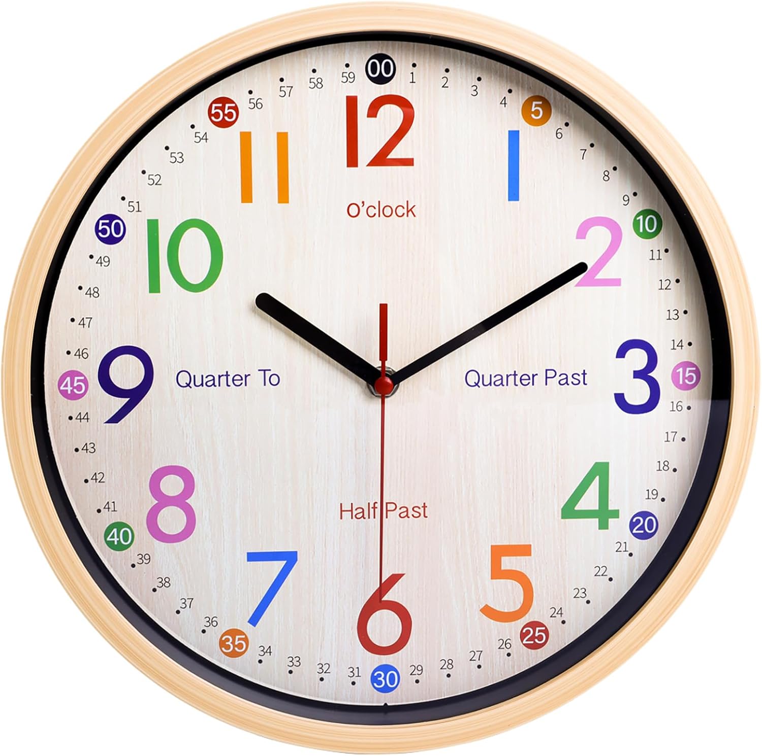 JoFomp Learning Clock for Kids | 10 inch Telling Time Teaching Wall Clock, Silent Non-Ticking Quartz Decorative Wall Clock for Teacher's Classrooms or Children's Bedrooms (Yellow)