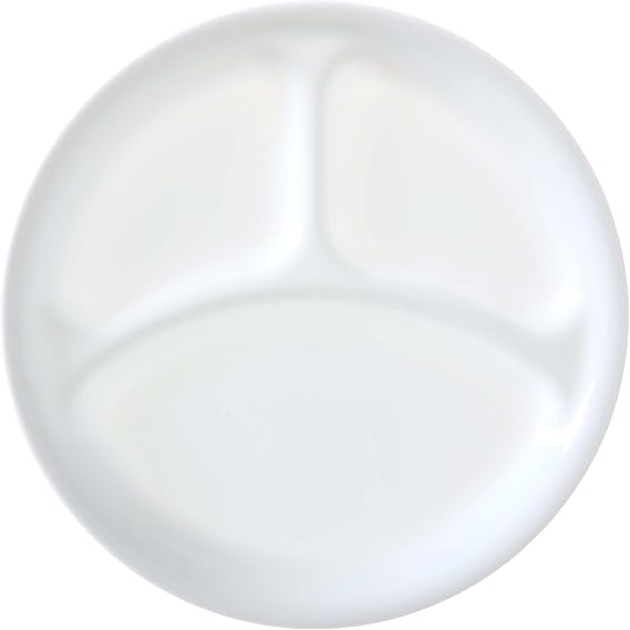 Corelle Winter Frost White 26cm Divided Dinner Plate, Pack of 6