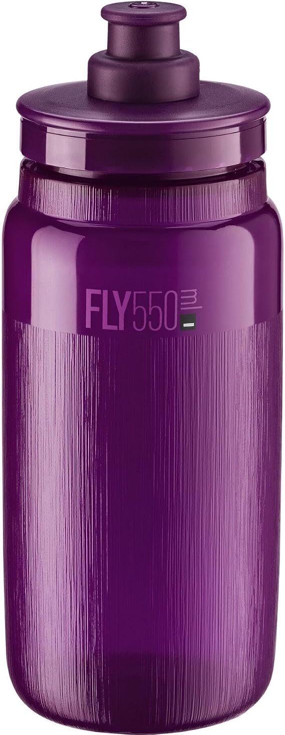 Elite Fly Lightweight Cycling Bottle - Purple, 550ml / 0.5L Water Bidon Flask Drinking Drink Bicycle Cycle Biking Bike Road Racing Race Gym Triathlon Time Trial Super Ultralight Corsa Fit Cage