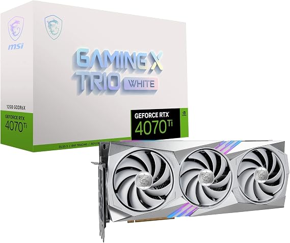 MSI Gaming GeForce RTX 4070 Ti 12GB GDRR6X 192-Bit Extreme Clock: 2760 MHz HDMI/DP Nvlink Tri-Frozr 3 Ada Lovelace Architecture Graphics Card (RTX 4070 Ti Gaming X Trio White 12G)