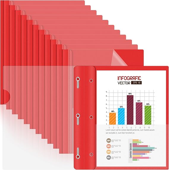 HAUTOCO Report Covers with 3-Prong Fasteners, 12 Pack, Letter Size