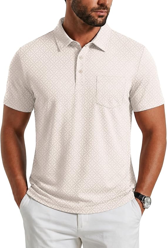 Lexiart Mens Print Golf Polo Shirts Short Sleeve