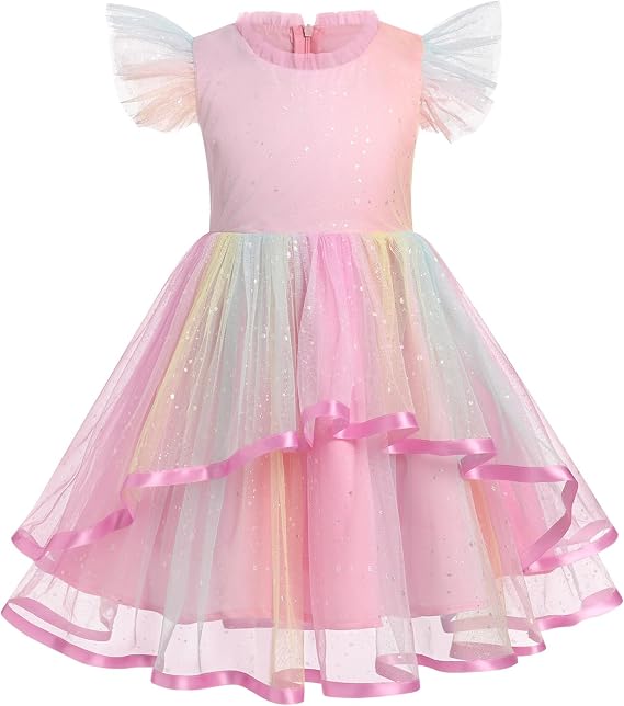 Girls Birthday Party Dress Butterfly Daisy Polka Dots Embroidery Princess Tulle Wedding Pageant Evening Gown