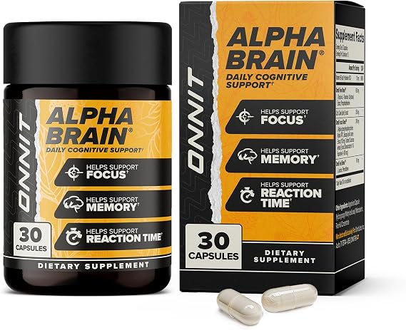 ONNIT Alpha Brain Nootropic Brain Supplement for Focus & Memory, 30 Count