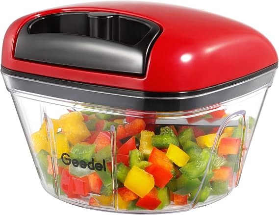Geedel Manual Food Chopper, 500ML Onion Vegetable Hand Chopper Pull String