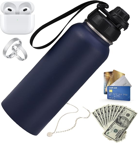 Water Bottle Safe Full Body Detachable Stash Cache | 730ml Hidden Container Flask for Hiding Small Valuables Money Keys Jewelry