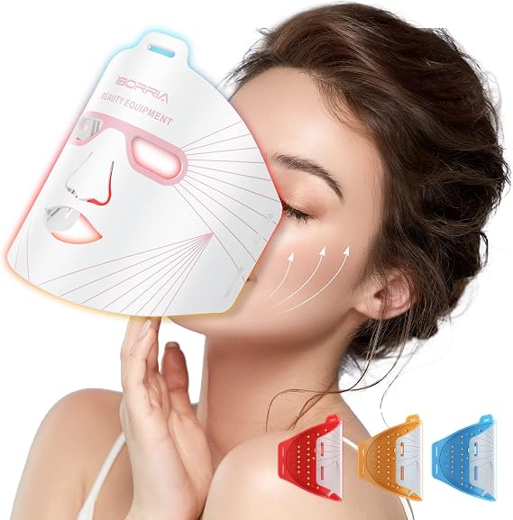 Red Light Therapy for Face, Led Face Mask Light Therapy, Infrared Red Light Therapy Mask, Advanced Anti-Aging Wrinkle Acne Removal Skin Care Device for All Skin Types at Home (White)