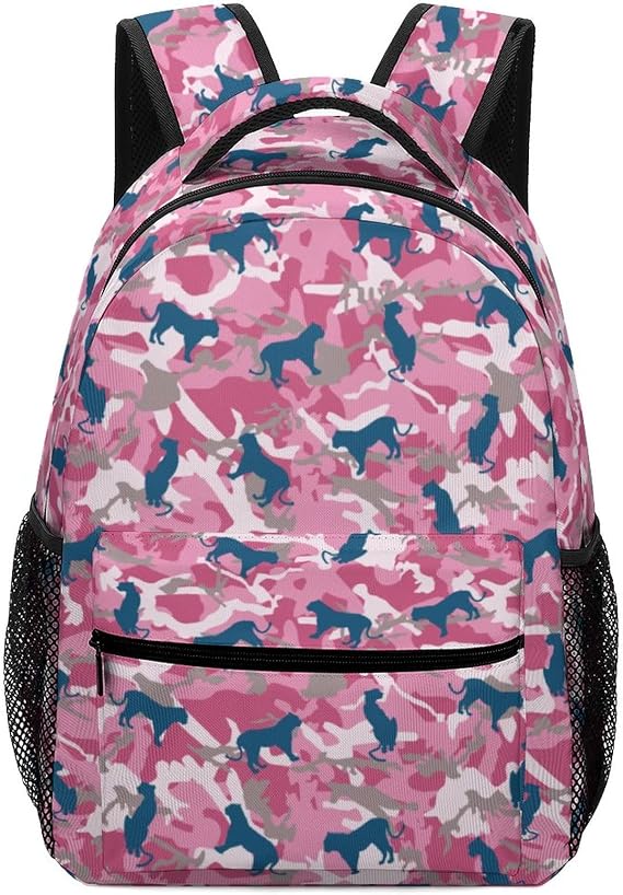 Personalized Teens Rucksack Daily Bag Printed Kids School Backpack Bookbag Leopard Camouflage Pink