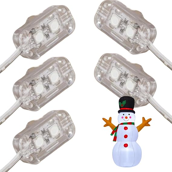 Replacement Bulbs for Inflatables|LED Module, Waterproof 5led Inflatable Light Strip, Plastic Small LED Light with Cable for Yard Holiday Inflatables, Christmas Blowups