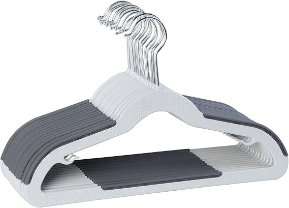Finnhomy Extra Strong 30 Pack Plastic Hangers for Baby and Kids, Children Clothes Hangers with Non-Slip Pads, Great for Any Baby Clothes, Gray