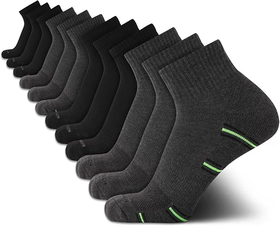 Van Heusen Mens 12 Pack Stretch Moisture Wicking Cushioned Quarter Socks