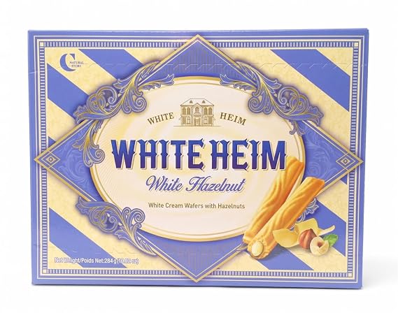 White Hazelnut Cream Wafer Cookies, Crispy Rolled Wafers with Smooth Filling, Individually Wrapped Snack, 10.02 oz (284g), Light & Crunchy Sweet Treat for Coffee Break
