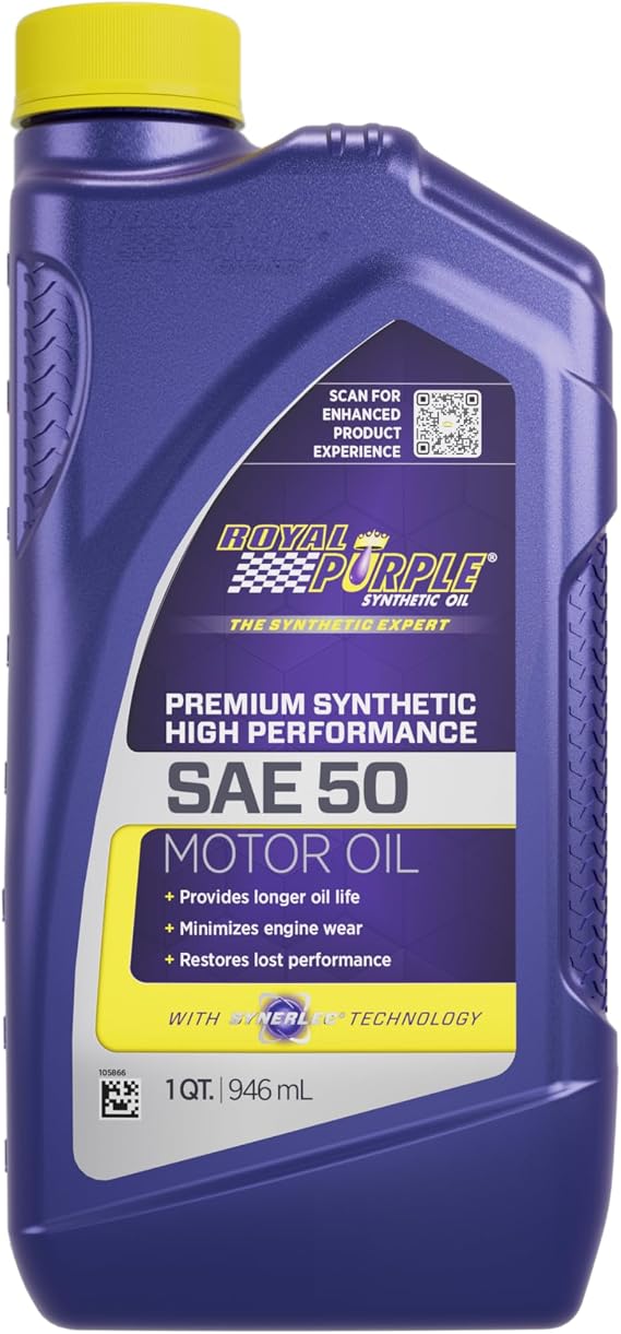 Royal Purple 01050 SAE 50 Heavy Duty High Performance Synthetic Motor Oil - 1 Quart Bottle