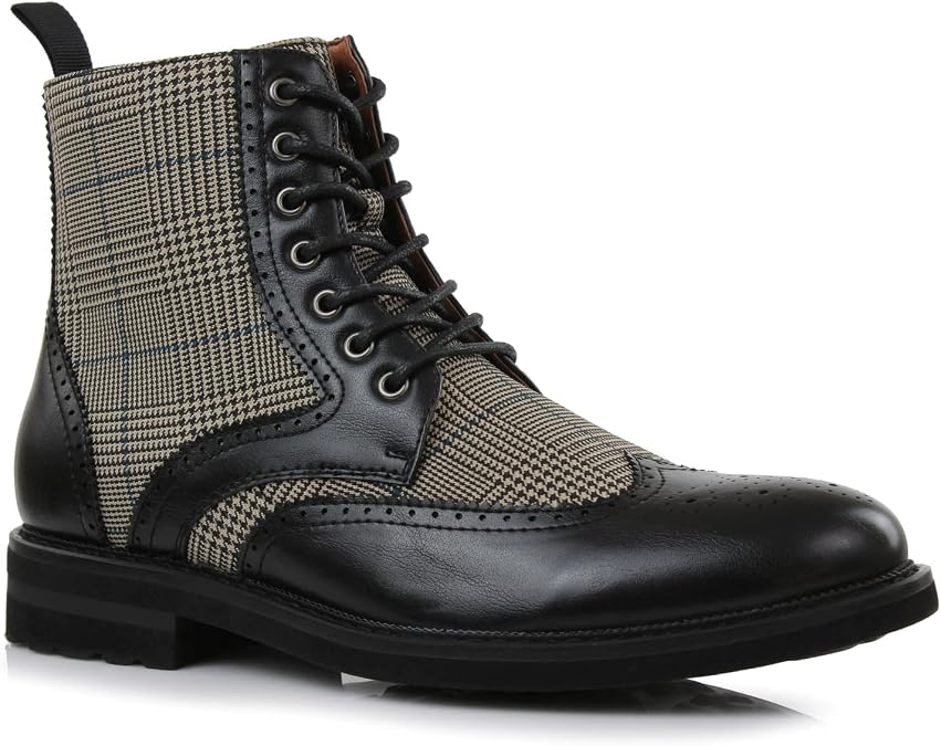 Polar Fox Men's Wingtip Brogue Dress Boot Collection | Classic & Mixed-Media Ankle Boot Styles