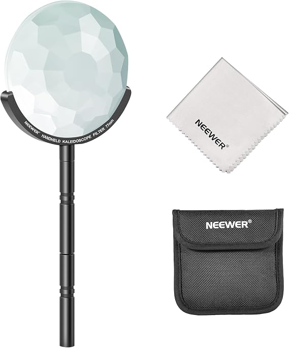 NEEWER 77mm Handheld Kaleidoscope Prism Lens Filter, Glass Prism Camera Lens Effect Filter, Detachable Handles, Multi Refraction, Variable Number of Photographic Subjects, DSLR Photography Accessory