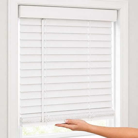 CHICOLOGY Window Treatments, Blinds & Shades, Window Shades for Home, Wooden Blinds, 72"W X 60"H, Basic White