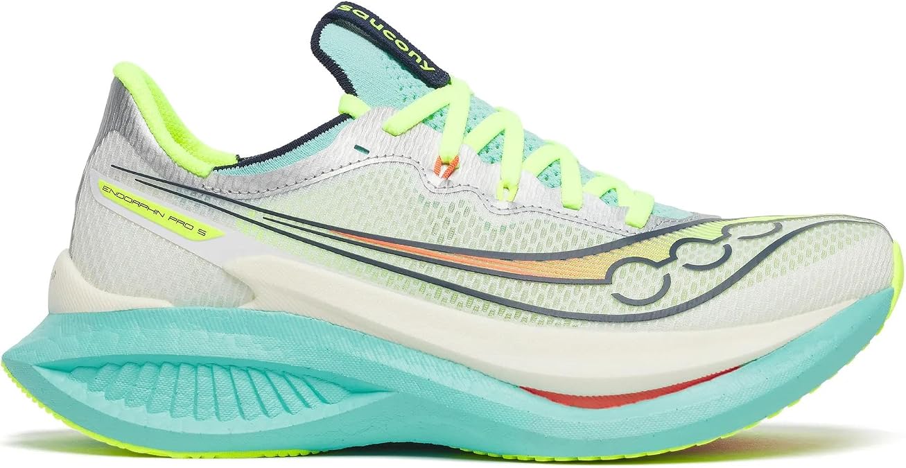 Saucony Women's Endorphin Pro 5 Sneaker, White/Splash, 5