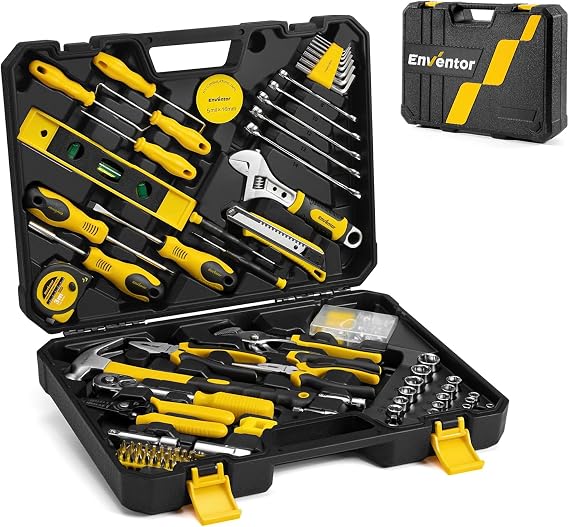 Enventor Tool Set, Home Repair, Tool Box, Tool Set, Everyday Tool Kit, Motorcycle, Bicycle, Convenient Storage Case Included, Repair Tool Set, Car Maintenance, Furniture Assembly, DIY Set, 231 Pieces