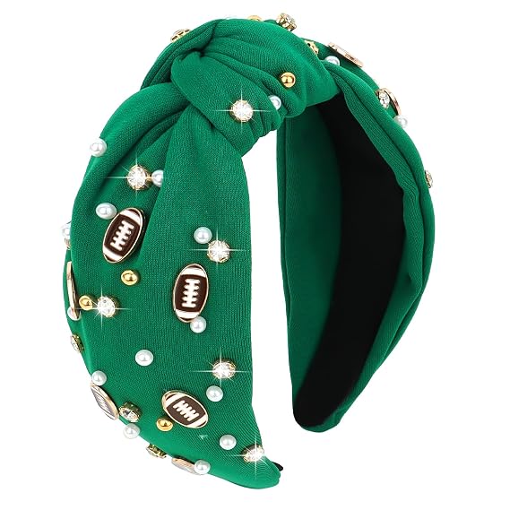 YARIEW Football Headband for Women Rhinestone Jeweled Knotted Headband