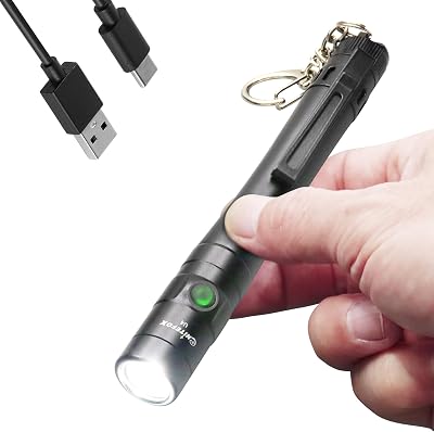 Pen Light Flashlight Rechargeable - Mini EDC Pocket Flashlight 300 Lumens with Clip and Diffuser, Aluminum Alloy Pen Torch in Gift Box for Work, Inspection, Emergency UseBlack