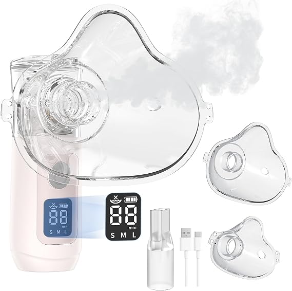 Portable Nebuliser Machine for Adults & Kids,Ultra Silent Automatic Cleaning Function Nebulizer,Ultrasonic Technology Iteration 2.0,Fine Atomisation,0 Residue More Efficient for Home & Travel