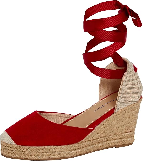 Women's Espadrille Wedge Sandals Strappy Hessian Wedges Ankle Wrap Tie Leg Straps