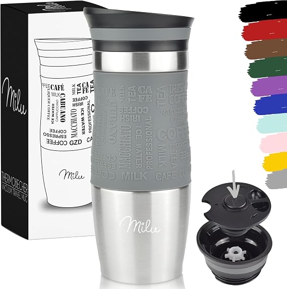 Milu Thermal Mug, 370 ml, Insulated, Stainless Steel, Double Wall, 100% Leak-Proof, Travel Mug