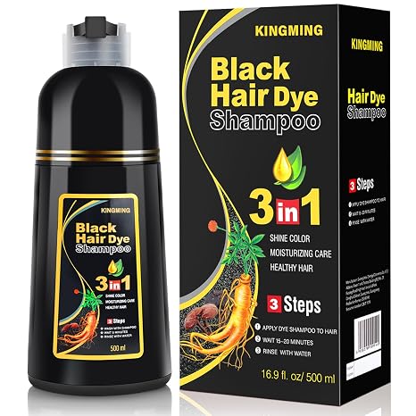 Hair Colour Black Hair Dye Shampoo for Grey Hair Shampoo Against Grey Hair for Men and Women Black Hair Dye Shampoo 3-in-1 (Black 500 ml/16.9 oz)